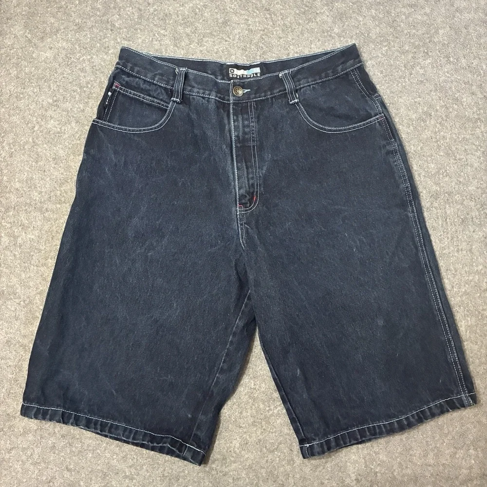 Vintage Y2K Southpole Baggy Wide Leg Jean Shorts Mens 32 Skater Denim Jorts